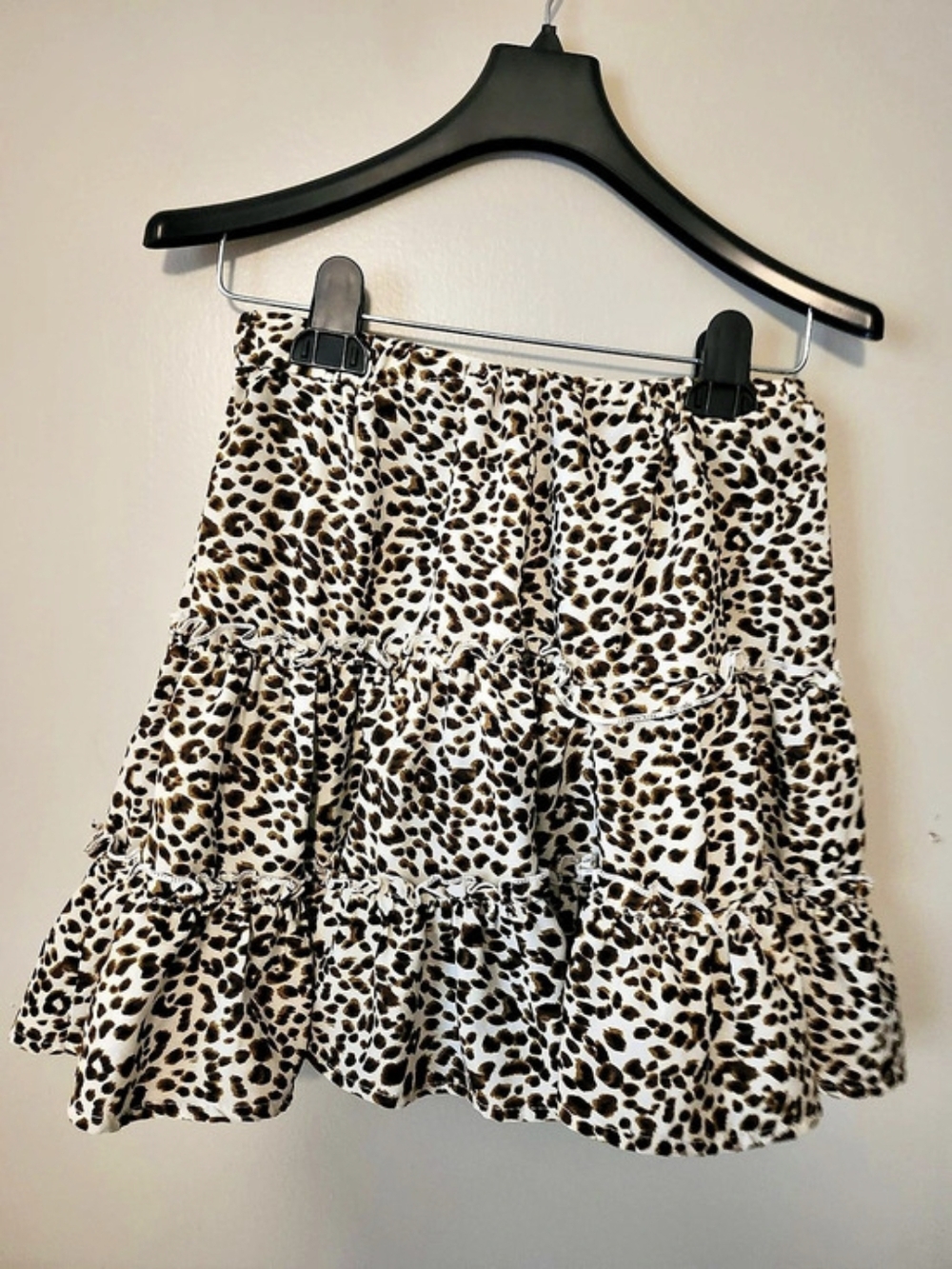 Shein Brown & Cream Animal Print Ruffle Mini Skirt